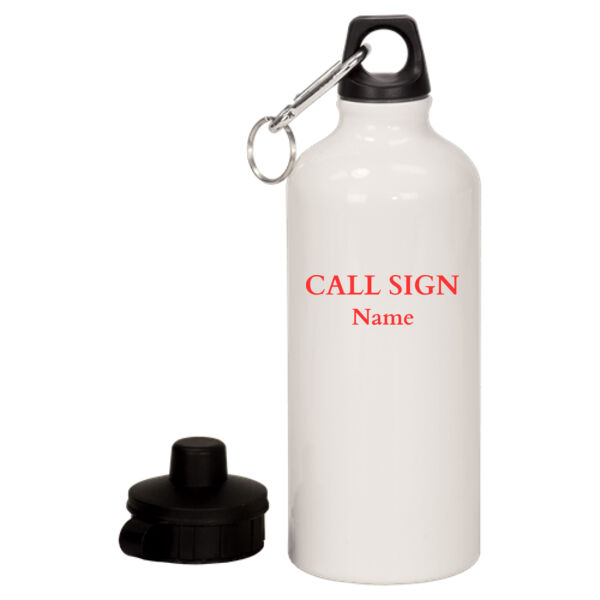 Name and Call Sign - 20 oz Aluminum Water Bottle with Carabiner Thumbnail