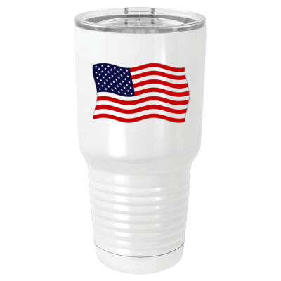 US Flag - 30 oz. White Vacuum Insulated Tumbler w/Lid Thumbnail
