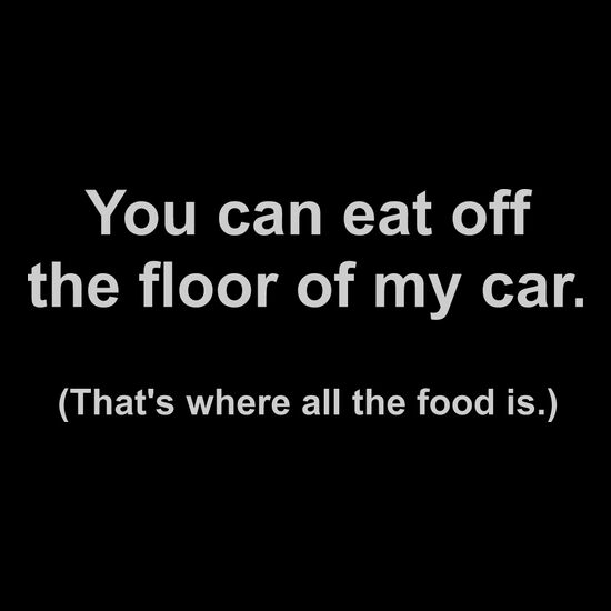 You can eat off the floor of my car. (That's were the food is) Thumbnail