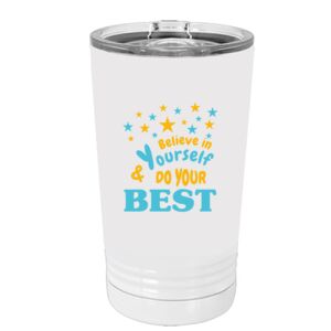 White Sublimatable 16 oz. Polar Camel Pint with Slider Lid Thumbnail
